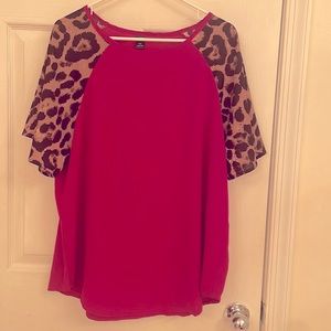 Leopard Sleeve Blouse